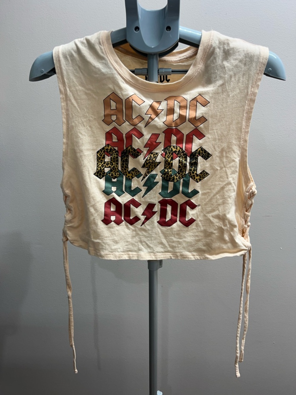 AC/DC Logo Tank Top in Light Peach